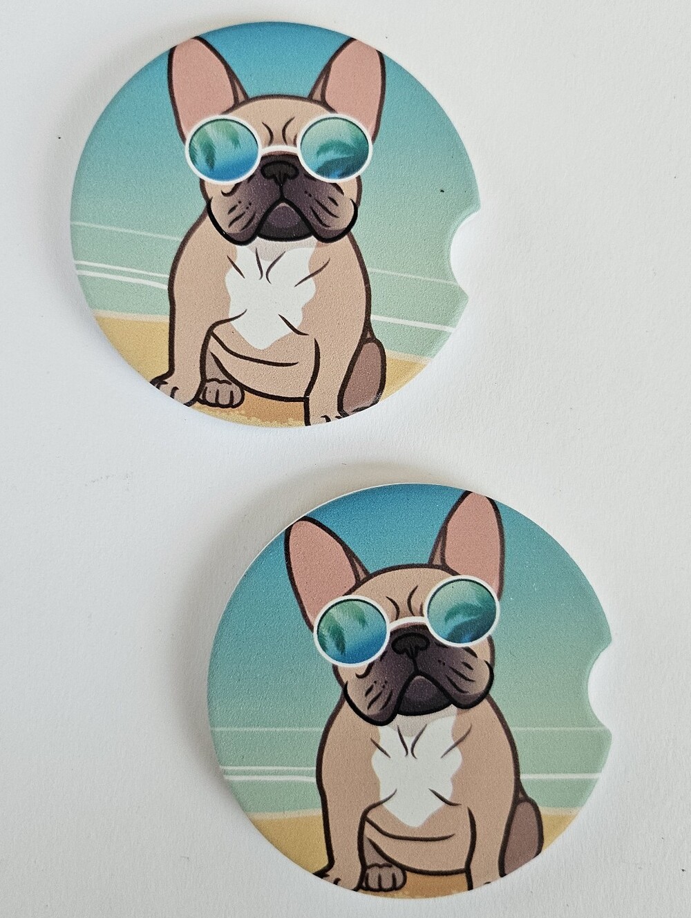 Cup coasters for cars/vehicle French bull dog themed
